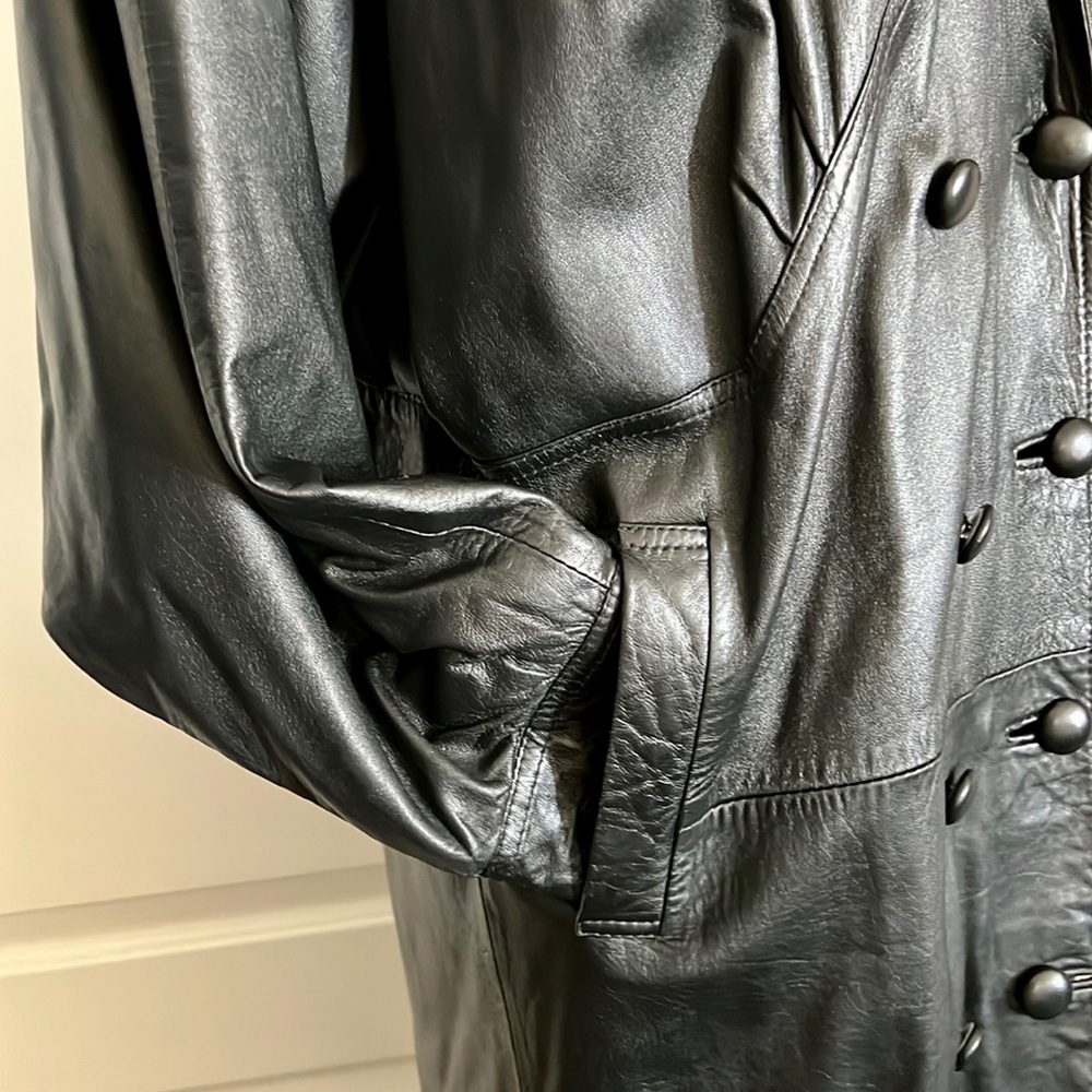 Vintage~Leather Coat~Full Length / 80’s~90’s - Picture 4 of 16